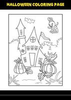 página para colorir de halloween para crianças. design de página de coloração de arte de linha para crianças. vetor