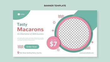 modelo de banner de comida de macarons saborosos vetor