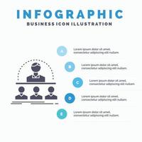 o negócio. treinador. curso. instrutor. modelo de infográficos de mentor para site e apresentação. ícone de glifo cinza com ilustração em vetor estilo infográfico azul.