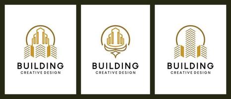 design de logotipo de símbolo de construção de luxo com conceito de arte de linha criativa vetor