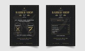 layout de panfleto de barbearia moderna profissional. modelo de cartaz de banner de promoção editável. vetor