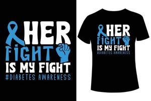 sua luta é meu modelo de design de t-shirt de conscientização de diabetes de luta vetor
