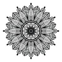 mandala preta, fundo de design de mandala ornamental de luxo, design de mandala, design de papel de parede de arte de livro de colorir padrão de mandala, padrão de azulejos, cartão de felicitações, mandala preto e branco vetor