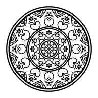 mandala preta, fundo de design de mandala ornamental de luxo, design de mandala, design de papel de parede de arte de livro de colorir padrão de mandala, padrão de azulejos, cartão de felicitações, mandala preto e branco vetor