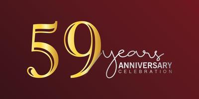 59º aniversário celebração logotipo número cor de ouro com fundo de cor vermelha. aniversário de vetor para celebração, cartão de convite e cartão de felicitações
