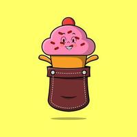 personagem de cupcake bonito dos desenhos animados fora do bolso vetor