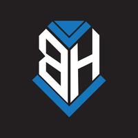 design de logotipo de letra bh em fundo preto. bh conceito de logotipo de letra de iniciais criativas. design de letra bh. vetor