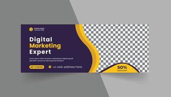 design de modelo de capa de mídia social de agência de marketing digital vetor