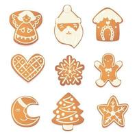 conjunto de biscoitos fofos de natal de gengibre. personagens de biscoito para design de ano novo. ilustração vetorial dos desenhos animados. vetor