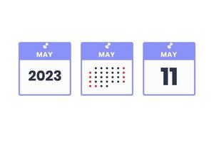 11 de maio ícone de design de calendário. calendário de 2023, compromisso, conceito de data importante vetor
