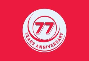 logotipo de aniversário de 77 anos e design de adesivo vetor