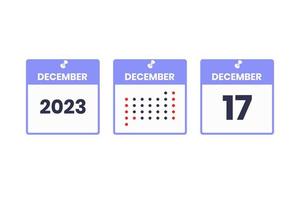 ícone de design de calendário de 17 de dezembro. calendário de 2023, compromisso, conceito de data importante vetor