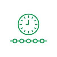 linha do tempo do vetor verde eps10 ou ícone de linha de progresso isolado no fundo branco. símbolo de contorno de tecnologia fintech em um estilo moderno simples e moderno para o design do seu site, logotipo e aplicativo móvel