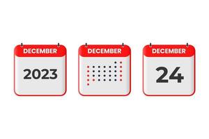 ícone de design de calendário de 24 de dezembro. calendário de 2023, compromisso, conceito de data importante vetor