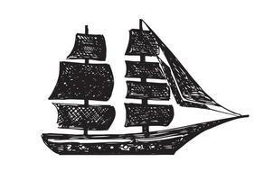 veleiro, ilustração desenhada à mão. vetor