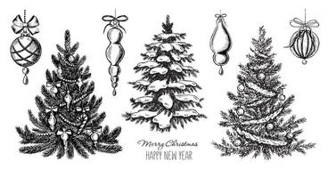 árvore de natal, estilo desenhado à mão, ilustração vetorial vetor