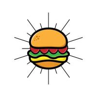 ilustração vetorial de hambúrguer. ícone plano de hambúrguer delicioso. design de logotipo de fast food sinal e símbolo moderno de hambúrguer. vetor