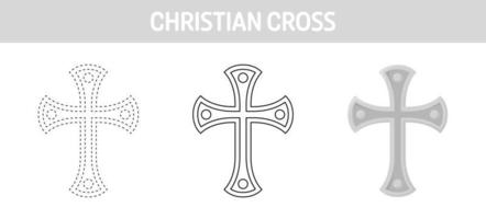 planilha cristã cross tracing e colorir para crianças vetor