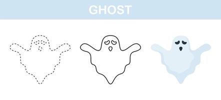 planilha de rastreamento e coloração de fantasmas para crianças vetor
