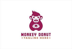 modelo de design de logotipo de rosquinha de macaco vetor