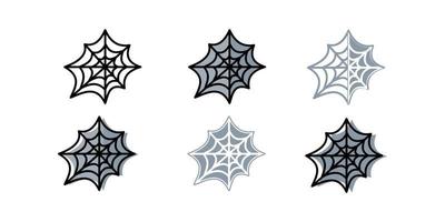 vetor de ícone de teia de aranha de halloween com estilo diferente. versão colorida de linha, glifo e contorno preenchido