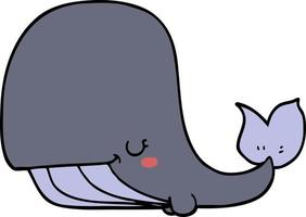 baleia de desenho animado de personagem doodle vetor