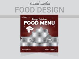 modelo de design de postagem de mídia social vetorial. restaurante moderno e layout de cartaz de fast food. vetor