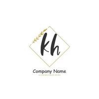 kh caligrafia inicial e design de logotipo de assinatura com círculo. logotipo manuscrito de design bonito para moda, equipe, casamento, logotipo de luxo. vetor