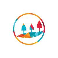 logotipo da árvore em forma de círculo. design de logotipo de paisagem natural. vetor