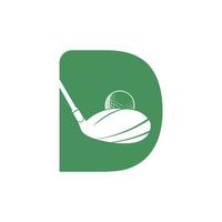 letra inicial d design de logotipo de vetor de golfe. design de logotipo de inspiração de clube de golfe.