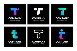 grande conjunto de design de logotipo minimalista letra t. elemento de design vetorial, com elemento de logotipo de monograma k de variedade, sinal de negócios, logotipos, identidade, vetor