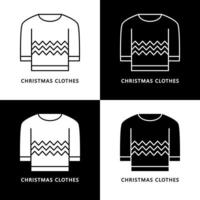 ícone do logotipo dos desenhos animados de roupas de natal. ilustração de símbolo de natal de moda de camisa vetor