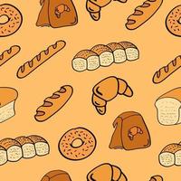 padrão perfeito de pão desenhado à mão em estilo doodle vetor