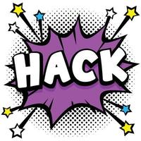 hack pop art quadrinhos bolhas de fala livro efeitos sonoros vetor