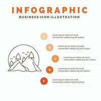 colina. paisagem. natureza. montanha. modelo de infográficos de sol para site e apresentação. ícone de linha cinza com ilustração vetorial de estilo infográfico laranja vetor