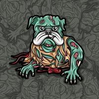 ilustração de zumbi de cachorro pug fofo vetor