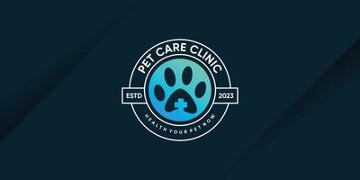 design de logotipo de cuidados com animais de estimação com conceito criativo exclusivo vetor