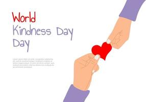 fundo do dia mundial da bondade com mão dá amor à outra mão. vetor