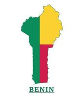 design do mapa da bandeira nacional do benin, ilustração da bandeira do país benin dentro do mapa vetor