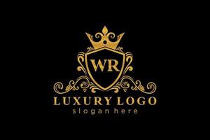 modelo de logotipo de luxo real carta inicial wr em arte vetorial para restaurante, realeza, boutique, café, hotel, heráldica, joias, moda e outras ilustrações vetoriais. vetor