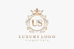 inicialize o modelo de logotipo de luxo real da carta dos eua em arte vetorial para restaurante, realeza, boutique, café, hotel, heráldica, joias, moda e outras ilustrações vetoriais. vetor