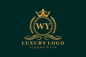 modelo de logotipo de luxo real da letra inicial wy em arte vetorial para restaurante, realeza, boutique, café, hotel, heráldica, joias, moda e outras ilustrações vetoriais. vetor