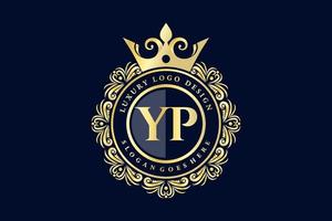 yp letra inicial ouro caligráfico feminino floral mão desenhada monograma heráldico antigo estilo vintage luxo design de logotipo vetor premium