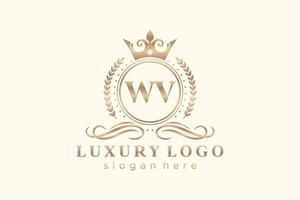 modelo de logotipo de luxo real carta inicial wv em arte vetorial para restaurante, realeza, boutique, café, hotel, heráldica, joias, moda e outras ilustrações vetoriais. vetor