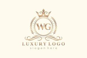 modelo de logotipo de luxo real de carta wg inicial em arte vetorial para restaurante, realeza, boutique, café, hotel, heráldica, joias, moda e outras ilustrações vetoriais. vetor