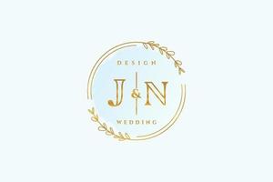 monograma de beleza inicial jn e logotipo de caligrafia de design de logotipo elegante de assinatura inicial, casamento, moda, floral e botânico com modelo criativo. vetor