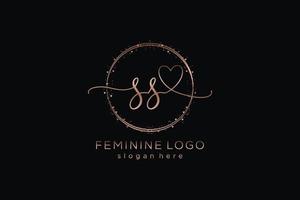 logotipo de caligrafia ss inicial com logotipo de vetor de modelo de círculo de casamento inicial, moda, floral e botânico com modelo criativo.