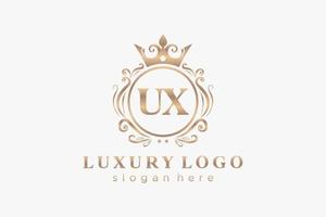 modelo de logotipo de luxo real inicial ux letter em arte vetorial para restaurante, realeza, boutique, café, hotel, heráldica, joias, moda e outras ilustrações vetoriais. vetor