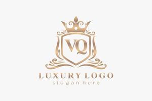 modelo de logotipo de luxo real carta vq inicial em arte vetorial para restaurante, realeza, boutique, café, hotel, heráldica, joias, moda e outras ilustrações vetoriais. vetor