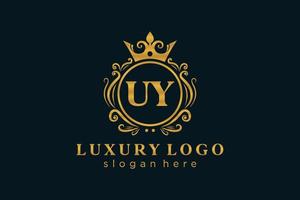modelo de logotipo de luxo real de letra uy inicial em arte vetorial para restaurante, realeza, boutique, café, hotel, heráldica, joias, moda e outras ilustrações vetoriais. vetor